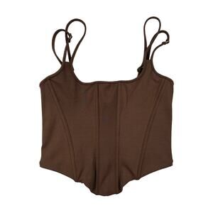 White Fox Boutique - Double Strap Bustier Corset Top in Brown